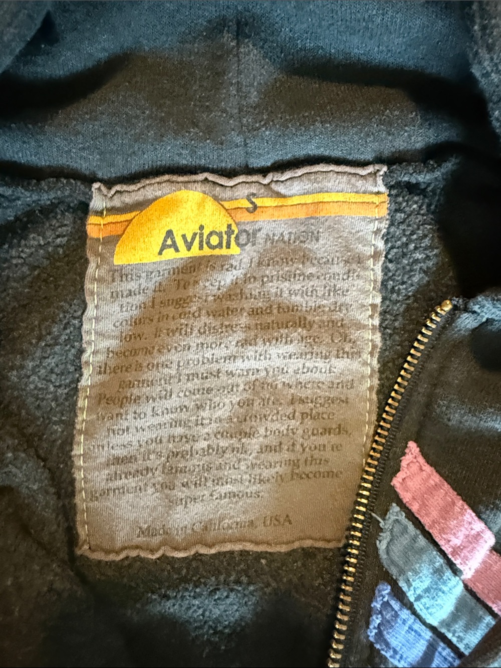 Aviator Nation Mountain Stitch Chevron Stripe Zip-Up Graphic Hoodie Sz. S - Picture 2 of 9